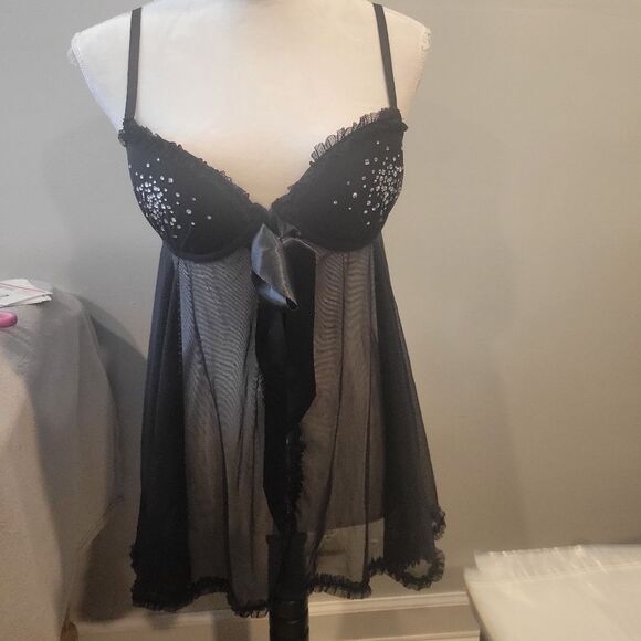 Victoria’s Secret Black Sheer Babydoll Bra Size  36C - Picture 1 of 7